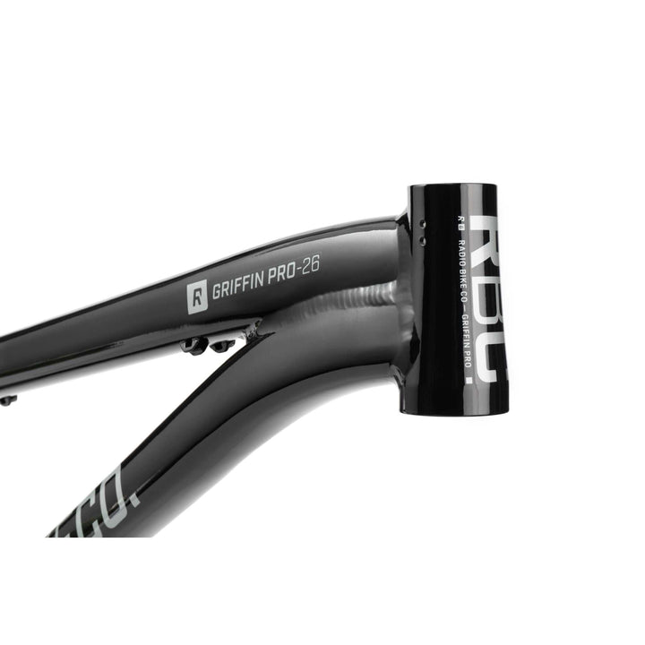 Radio Griffin Pro black hydroformed BMX bike frame with logo and model details