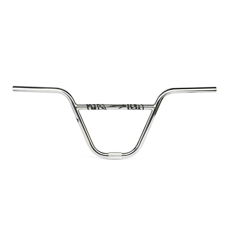 ÉCLAT CONTROLLER BAR (LEWIS MILLS SIGNATURE) BMX handlebars in chrome finish, featuring customizable rise and seamless 4130 crmo construction.