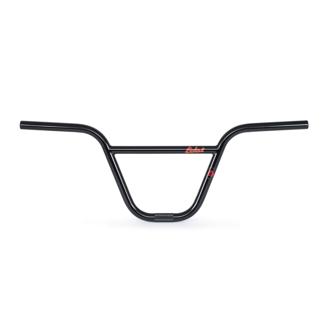 Black ÉCLAT CHOCOLATE HANDLEBAR BMX bike handlebar with large radius bends and red logo