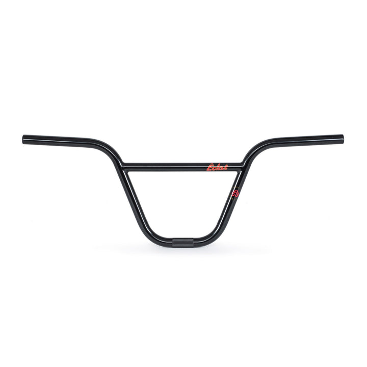 Black ÉCLAT CHOCOLATE HANDLEBAR BMX bike handlebar with large radius bends and red logo
