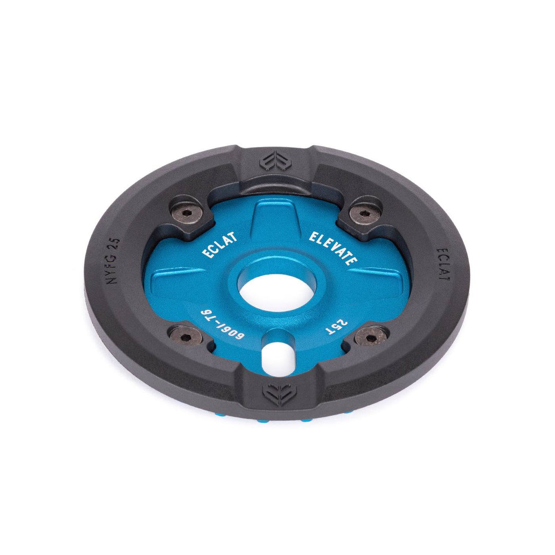 Eclat Elevate Guard Sprocket in blue and black with nylon fiberglass guard and 25t size for BMX bikes
