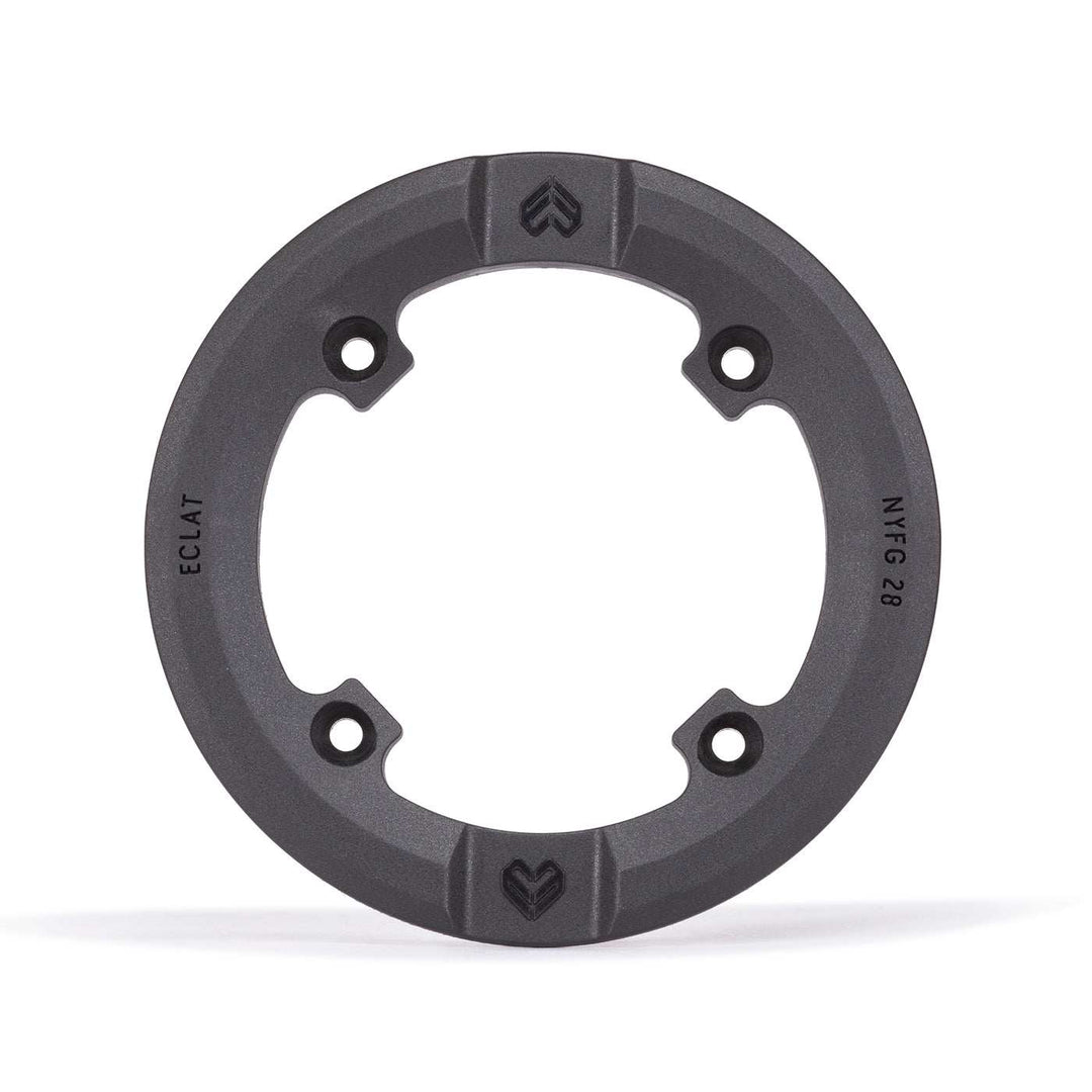 Eclat Elevate Guard Sprocket solid CNC 6061-T6 alloy with replaceable nylon fiberglass guard for BMX bikes, available in 25t and 28t.