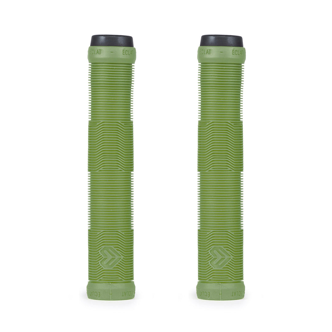 ÉCLAT PULSAR GRIP in green, flangeless mushroom style, super soft rubber, 165mm x 29.5mm, made by ODI.