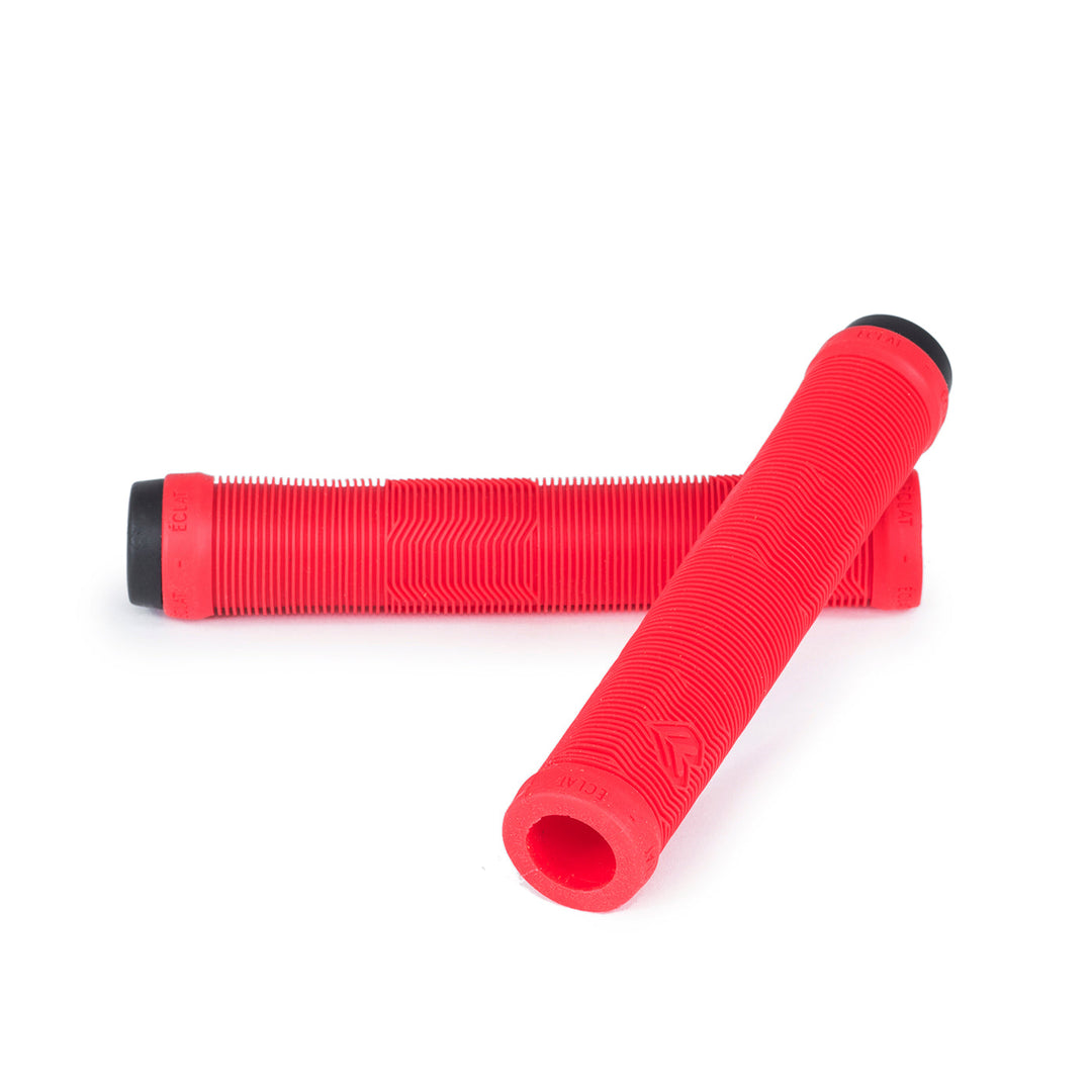 ÉCLAT PULSAR GRIP in neon red, ODI rubber, flangeless design.