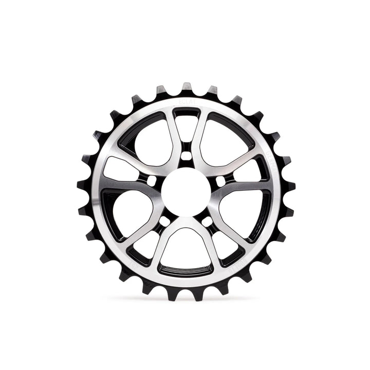 ÉCLAT RS Sprocket featuring CNC machined 6061-T6 alloy with 5 spoke design, available in 25t and 28t sizes.