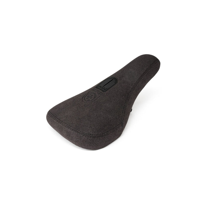 Black SALTPLUS PIVOTAL SEAT with embossed top cover and plastic bumpers, compatible with Pivotal seat posts.