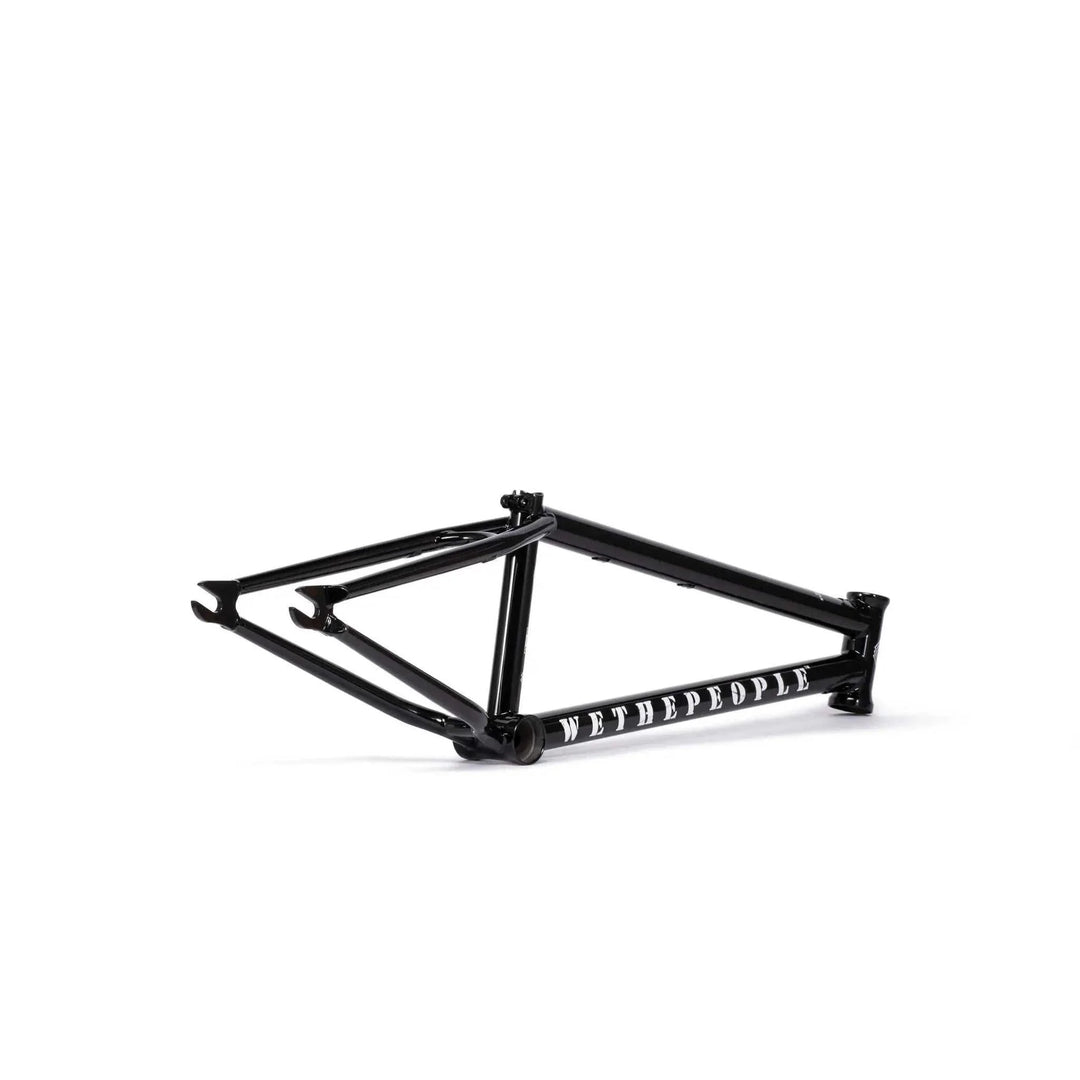 Black WETHEPEOPLE MESSAGE FRAME BMX bike frame made from lightweight 4130 crmo tubing with technical park geometry and durable design