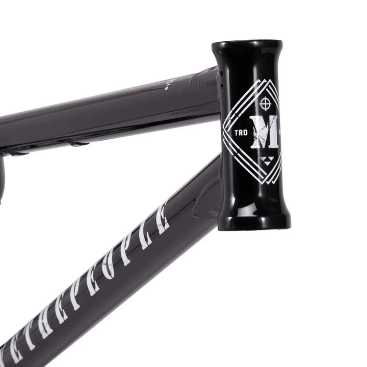 Black WETHEPEOPLE MESSAGE FRAME made from lightweight butted Japanese 4130 crmo tubing with CNC machined parts and technical park geometry.