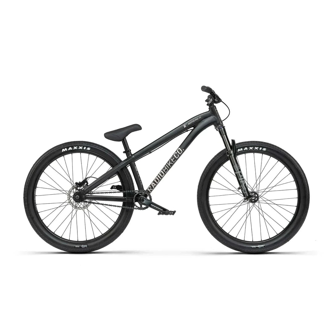 RADIO GRIFFIN PRO elite complete bike with 6061-T6 alloy frame, RockShox Pike DJ fork, Maxxis tires, and mechanical and hydraulic disc brakes.